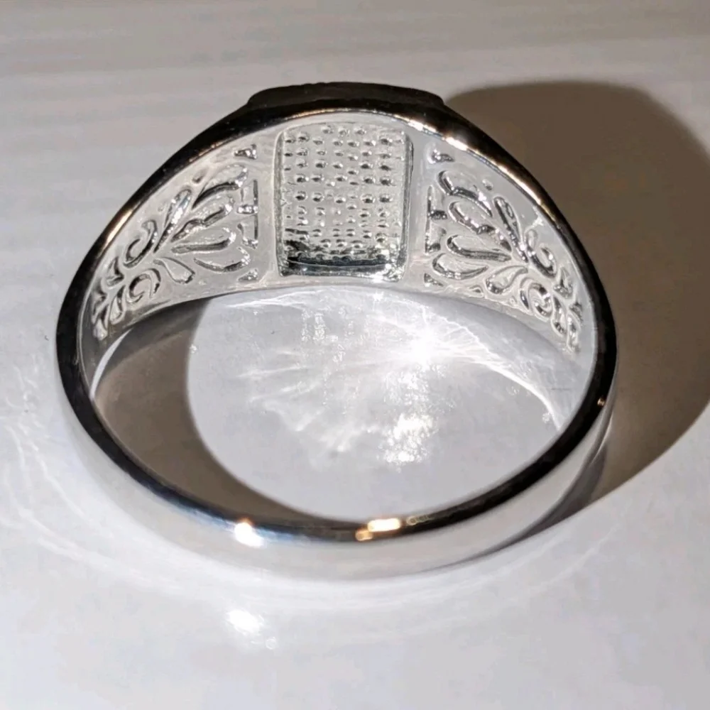 Bright Deep Black Enamel With Unique Scorpion Square Face Design Ring For Men's